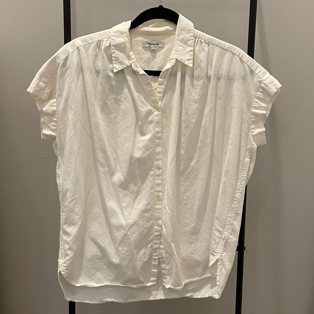 Madewell Cream Oversized Short Sleeve Shirt